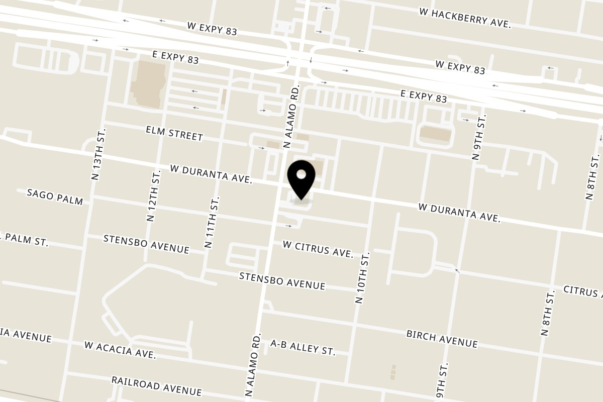 Map showing the location of Le Lai Eastern Restaurant Alamo on 1037 W Duranta Ave in Alamo